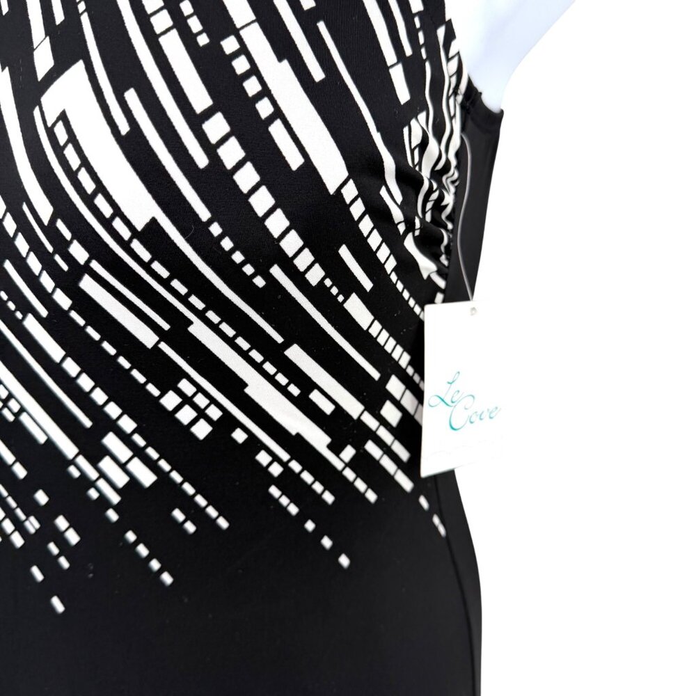 NWT LE COVE 1 PIECE BLACK WHITE GEOMETRIC SWIMSUIT BEACH BUILT IN BRA CUPS - 16W - Picture 3 of 7